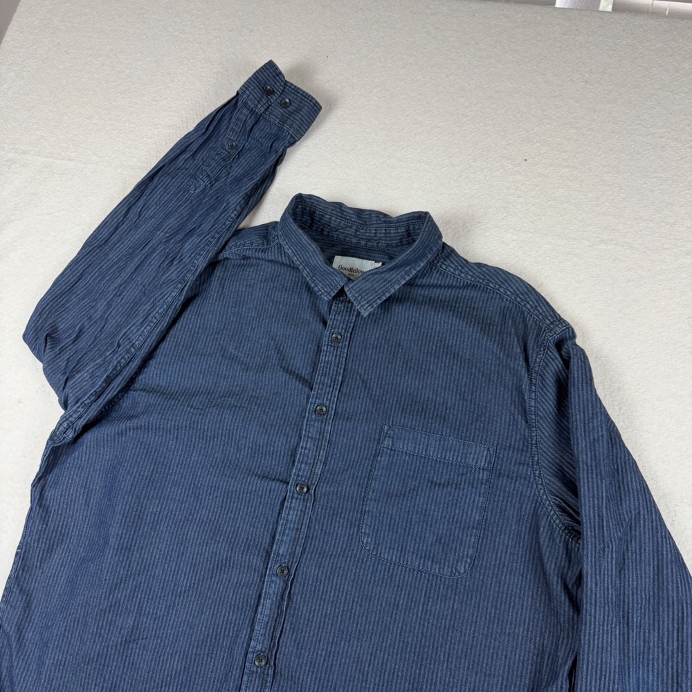 Goodfellow & Co Mens XXL Blue Pinstripe Cotton Button Down Shirt Standard Fit